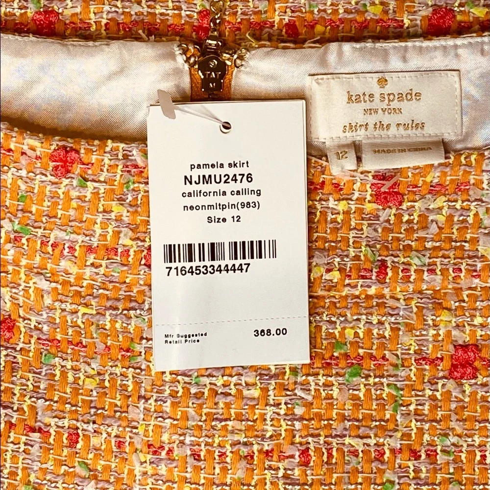 Kate Spade Textured Tweed Pamela Skirt Beautiful Multicolor Blend NWT